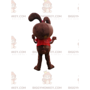 Brown Bunny BIGGYMONKEY™ Mascot Costume With Red T-Shirt -