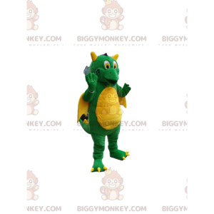 Super comical green dragon BIGGYMONKEY™ mascot costume. dragon