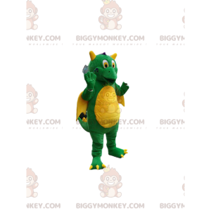 Superkomisch BIGGYMONKEY™-mascottekostuum met groene draak.