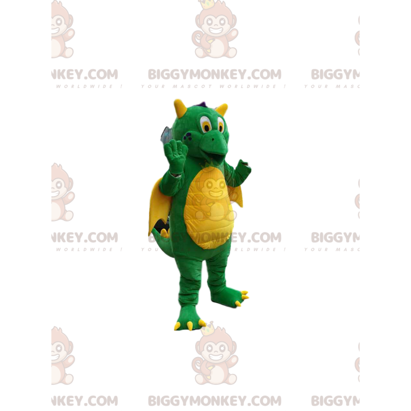 Costume de mascotte BIGGYMONKEY™ de dragon vert super comique.