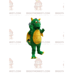 Costume de mascotte BIGGYMONKEY™ de dragon vert super comique.