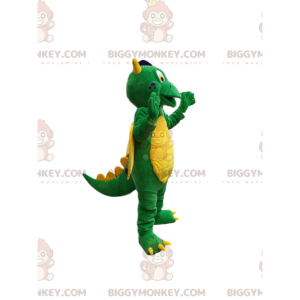Superkomisk grön drake BIGGYMONKEY™ maskotdräkt. drak kostym -