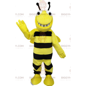 Fato de mascote BIGGYMONKEY™ de abelha preta e amarela muito