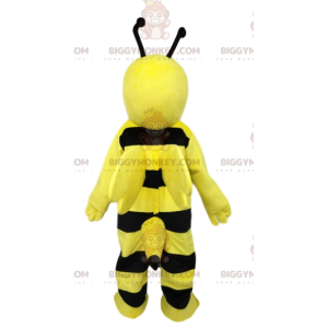 Very smiling black and yellow bee BIGGYMONKEY™ mascot costume.