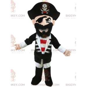 Kostým maskota piráta BIGGYMONKEY™ v tradičním oděvu. pirátský