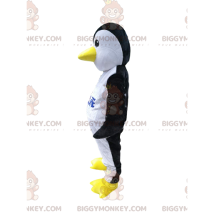 BIGGYMONKEY™ Maskotdräkt Svartvit pingvin med gul näbb -