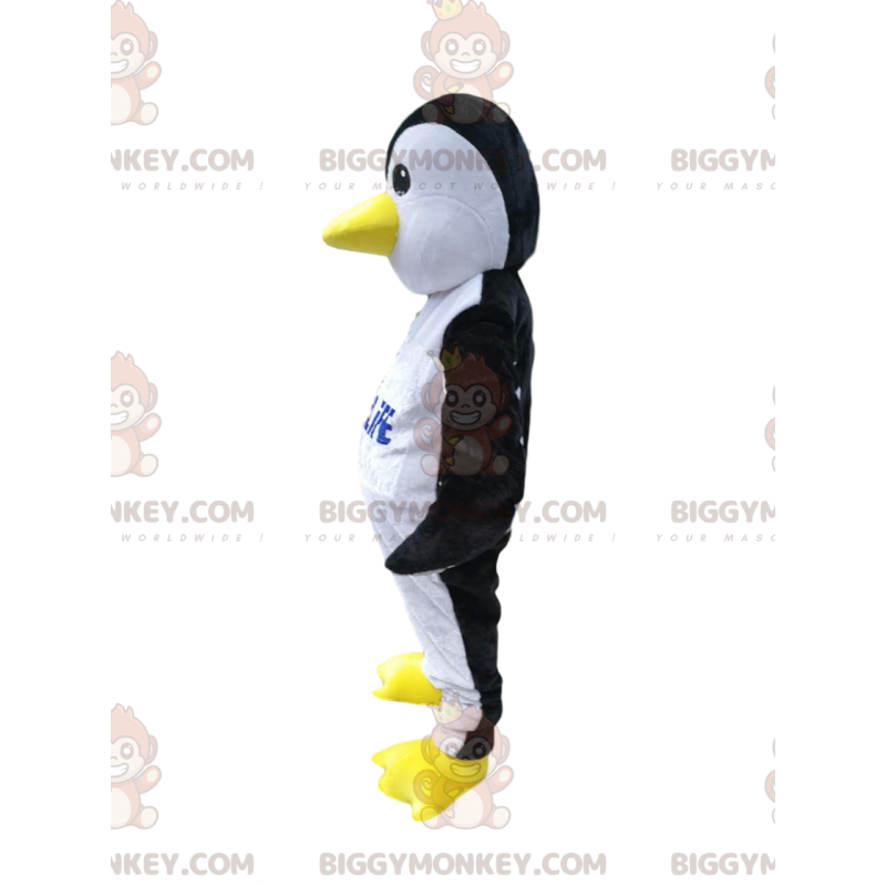 BIGGYMONKEY™ Mascot Costume Black and White Penguin with Yellow