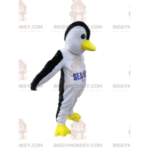BIGGYMONKEY™ Mascot Costume Black and White Penguin with Yellow