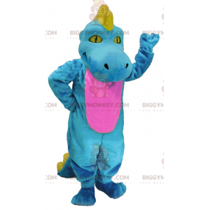 Costume da mascotte BIGGYMONKEY™ dinosauro blu rosa e giallo -