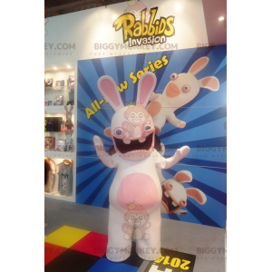 White and Pink Rabbid BIGGYMONKEY™ Mascot Costume -