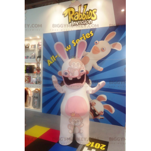 Wit en roze Rabbid BIGGYMONKEY™ mascottekostuum -