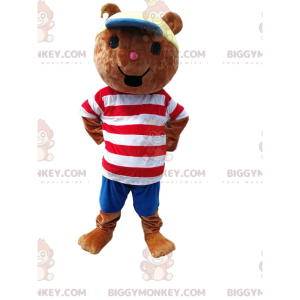 Kleine beer BIGGYMONKEY™ mascottekostuum met wit en rood