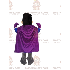 Superhero BIGGYMONKEY™ Mascot Costume in Blue and Purple.