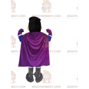 Superhero BIGGYMONKEY™ Mascot Costume in Blue and Purple.