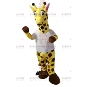 Costume da mascotte giraffa BIGGYMONKEY™ con t-shirt bianca.
