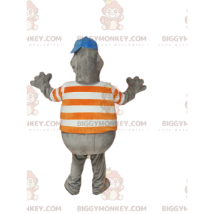 BIGGYMONKEY™ costume da mascotte di foca grigia con berretto