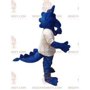 Blue Dragon BIGGYMONKEY™ Mascot Costume in White Jersey. dragon