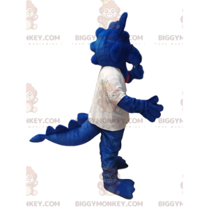 Costume de mascotte BIGGYMONKEY™ de dragon bleu en maillot