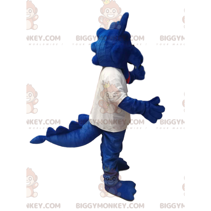 Blue Dragon BIGGYMONKEY™ maskotdräkt i vit Jersey. drak kostym