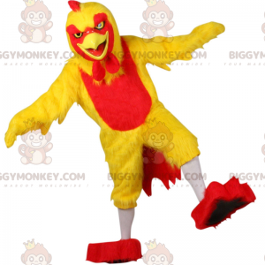 Disfraz de mascota Gallina Gallo amarillo y rojo BIGGYMONKEY™ -