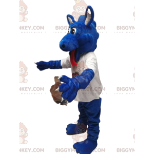 Costume de mascotte BIGGYMONKEY™ de dragon bleu en maillot