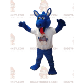 Disfraz de mascota Blue Dragon BIGGYMONKEY™ en jersey blanco.
