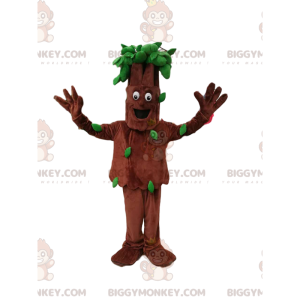 BIGGYMONKEY™ mascot costume of smiling tree with green leaves.