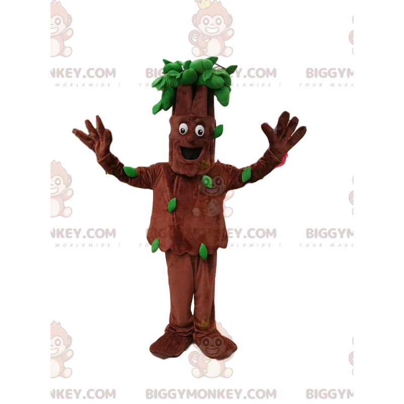 BIGGYMONKEY™ maskotkostume af smilende træ med grønne blade.