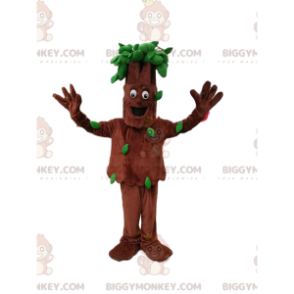 BIGGYMONKEY™ mascot costume of smiling tree with green leaves.