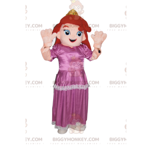 Prinsessan BIGGYMONKEY™ maskotdräkt med rosa klänning.
