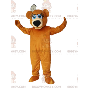 Super Happy Brown Bear Bear BIGGYMONKEY™ Mascot Costume. Brown