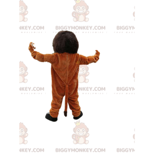 Zeer lachende bruine leeuw BIGGYMONKEY™ mascottekostuum.