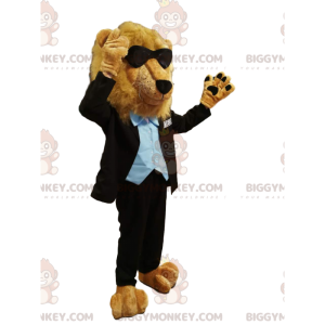 BIGGYMONKEY™ Mascot Costume of lion in black costume, with