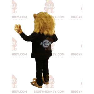 BIGGYMONKEY™ Mascottekostuum van leeuw in zwart kostuum, met