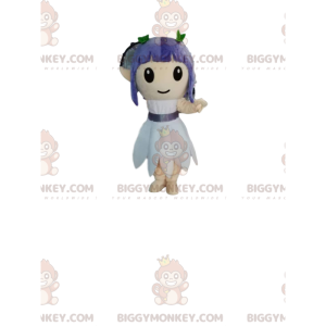 BIGGYMONKEY™ Maskottchenkostüm für Mädchen mit lila Haaren. -