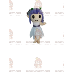 BIGGYMONKEY™ Maskottchenkostüm für Mädchen mit lila Haaren. -