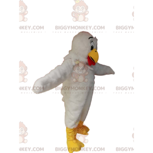 Στολή μασκότ BIGGYMONKEY™ από λευκό κοτόπουλο με χαριτωμένο