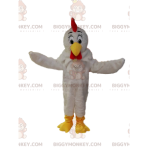 BIGGYMONKEY™ Maskottchenkostüm aus weißem Huhn mit süßem gelbem