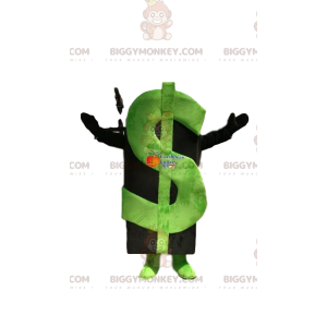 Traje de mascote Green Dollar BIGGYMONKEY™. fantasia de dólar