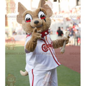 Traje de mascote BIGGYMONKEY™ de Brown Chiwawa em roupa branca