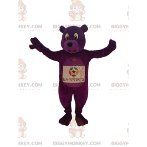 Fantasia de mascote BIGGYMONKEY™ do Urso Roxo entusiasmado.