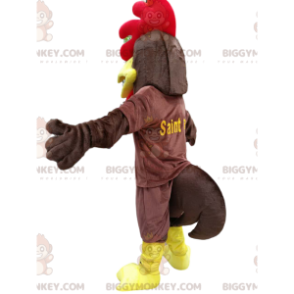 Brun kylling BIGGYMONKEY™ maskotkostume, med en smuk rød kam. kylling kostume - Hens maskot - haner - høns - BiggyMonkey.com