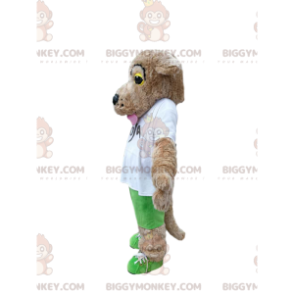 Maskotka BIGGYMONKEY™ dotykającego beżowego psa z białą