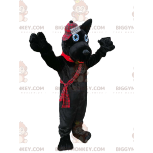 Black Dog BIGGYMONKEY™ Mascot Costume with Scottish Style Cap -