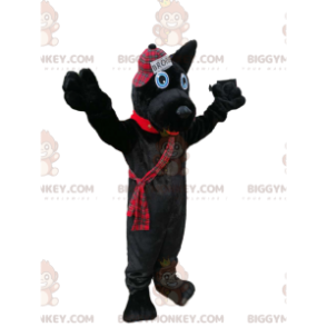 Black Dog BIGGYMONKEY™ Mascot Costume with Scottish Style Cap –