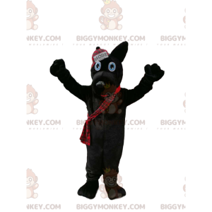Black Dog BIGGYMONKEY™ Mascot Costume with Scottish Style Cap –