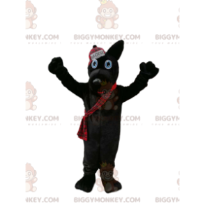 Στολή μασκότ Black Dog BIGGYMONKEY™ με σκωτσέζικο καπέλο -