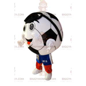 Costume de mascotte BIGGYMONKEY™ de ballon de foot souriant en