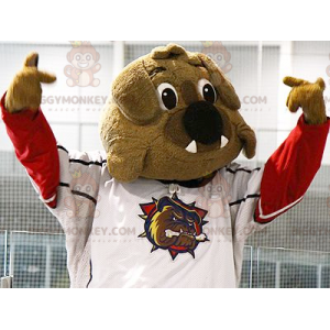 Brun Bulldog BIGGYMONKEY™ maskotdräkt i sportkläder -