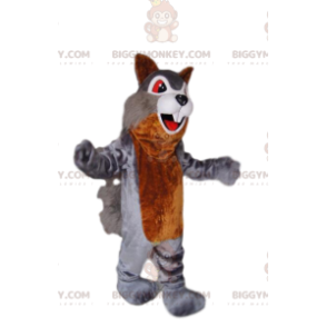  BIGGYMONKEY™ costume da mascotte di scoiattolo grigio e marrone, con occhi rossi - Mascotte di scoiattolo - BiggyMonkey.com